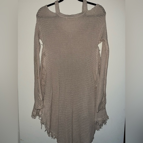 Elan Tunic Distressed Knit High Low Sweater - Picture 4 of 13